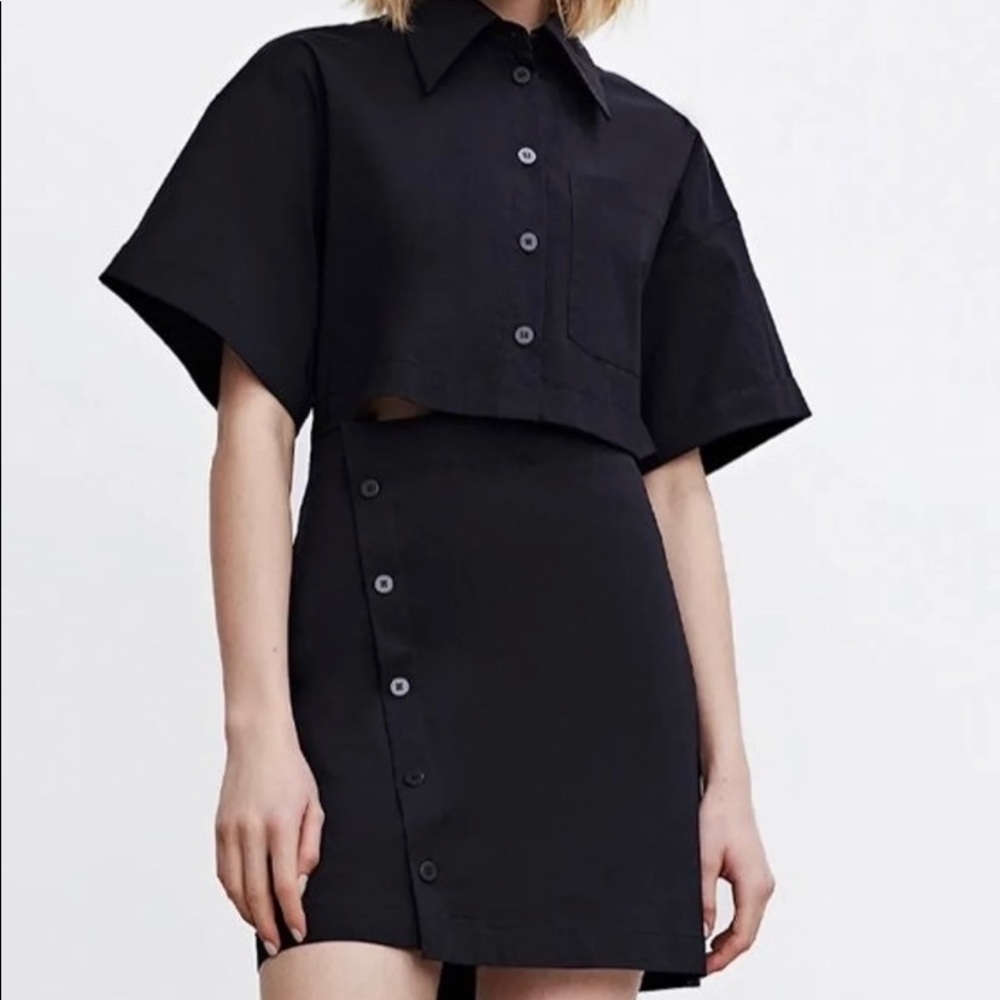 Urban Revivo button down a line shirt collar dress